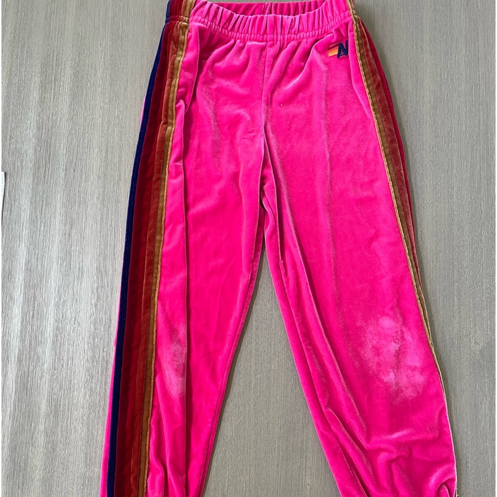 Aviator Nation pink velour kids sweats
